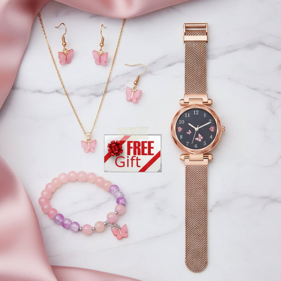 Designer Women’s and Girls Analog Watch with Bracelet and Pendant Set Combo featuring stylish watch and matching jewelry for daily and festive wear