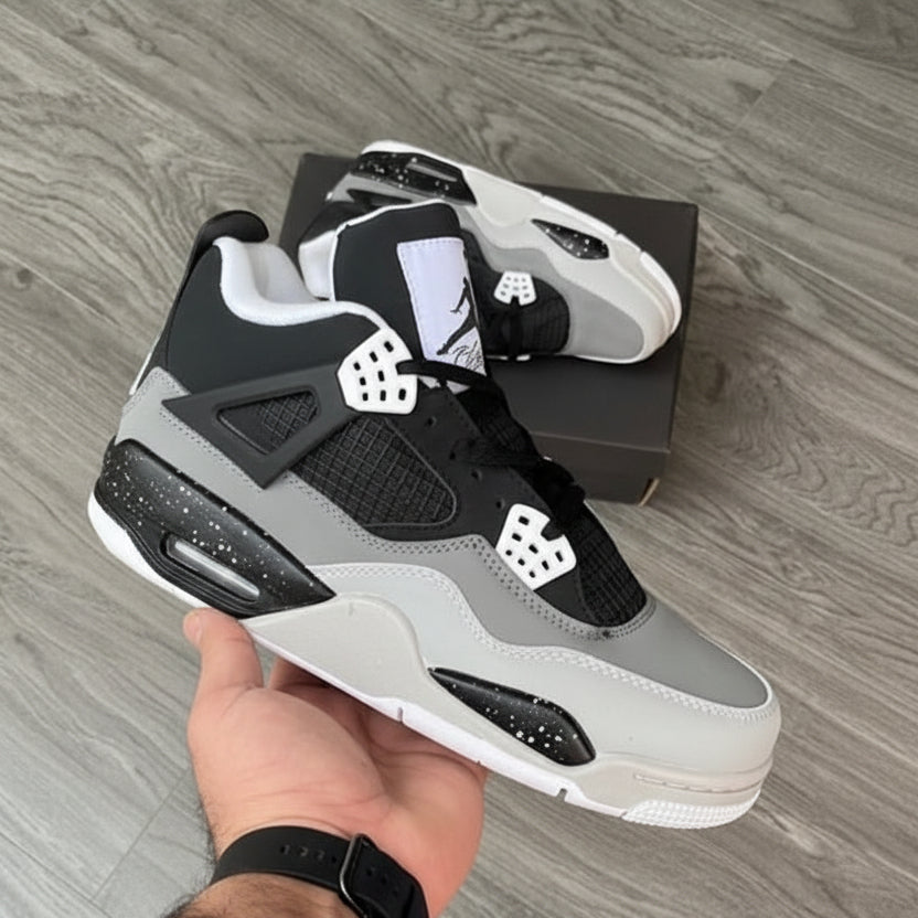 Jordan Retro 4 – Semi UA premium leather sneakers in white-red with top-quality build, comfort, and stylish design.