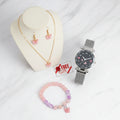 Women’s Butterfly Design Silver Color Analog Watch with Bracelet, Necklace, and Earrings Combo Gift Set featuring elegant jewelry and stylish watch