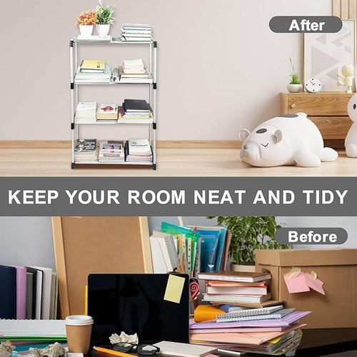 4 Layers Plastic Shoes & Books Rack – Foldable Storage Organizer | neomarketshop