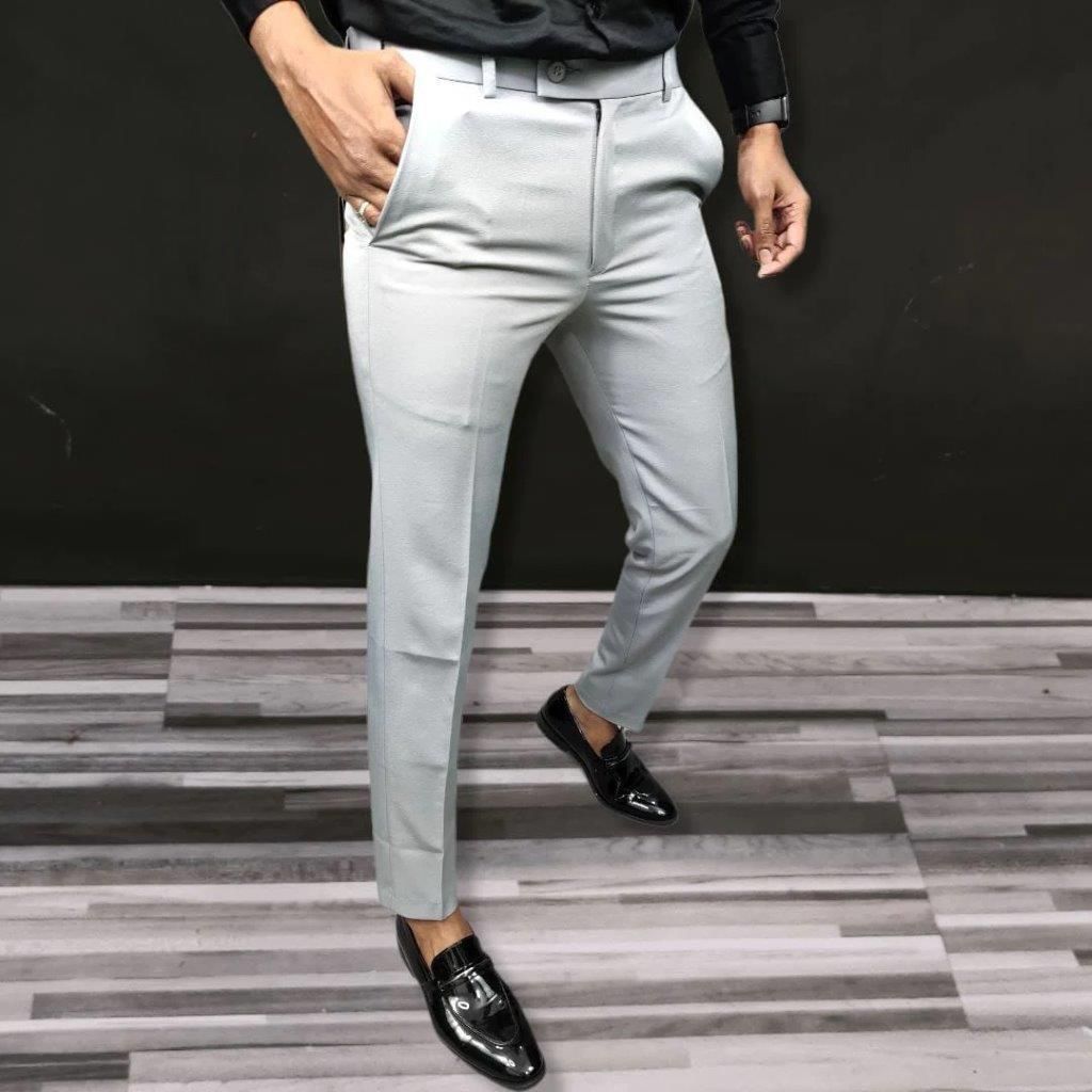 Men’s Lycra Blend Solid Slim Fit Formal Trousers – Pack of 2 | neomarketshop
