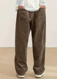 Men’s Brown Loose Fit Corduroy Cargo Trousers – Comfortable, durable casual pants with stylish cargo design for everyday wear.