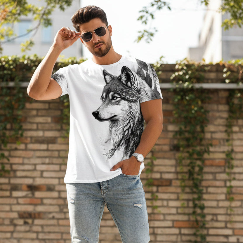 Men’s Waffle Knit Printed Crew-Neck T-Shirt – Regular Fit | neomarketshop