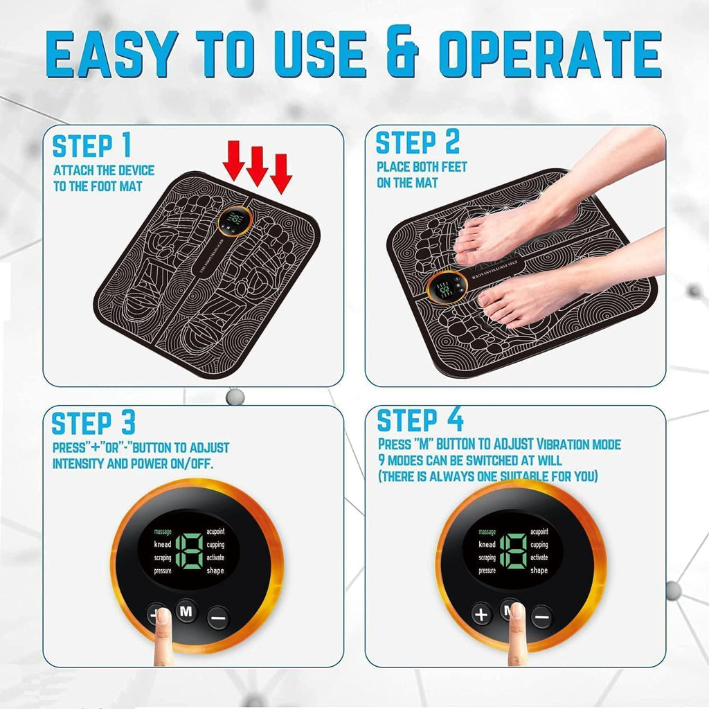 Wireless Electric EMS Foot Massage Pain Reliever Machine for relaxing tired feet and improving blood circulation at home