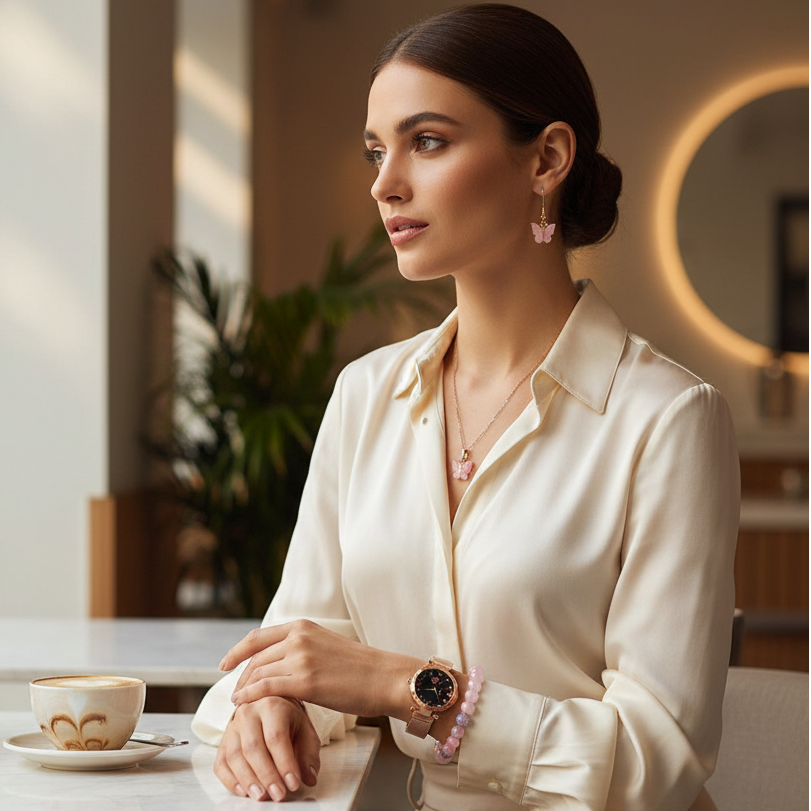 Designer Women’s and Girls Analog Watch with Bracelet and Pendant Set Combo featuring stylish watch and matching jewelry for daily and festive wear