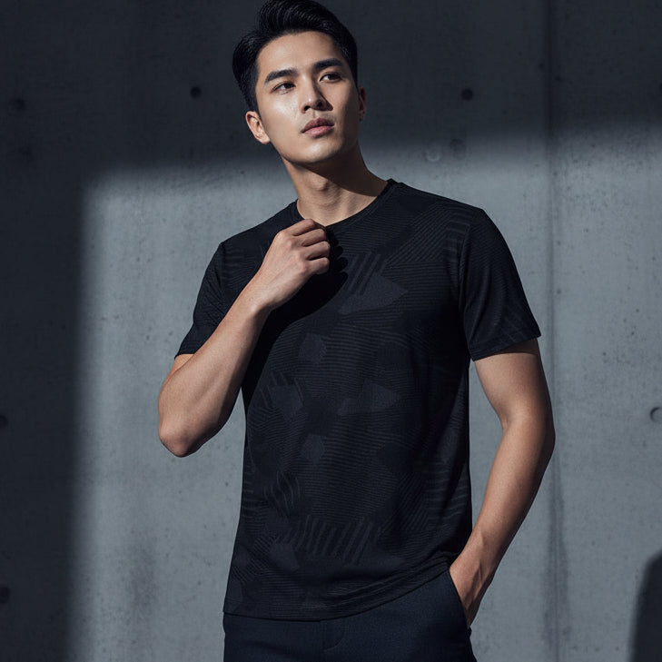 Men’s Round Neck Polyester Casual T-Shirt Pack of 2 Black and White with soft breathable fabric and comfortable fit for daily and casual wear