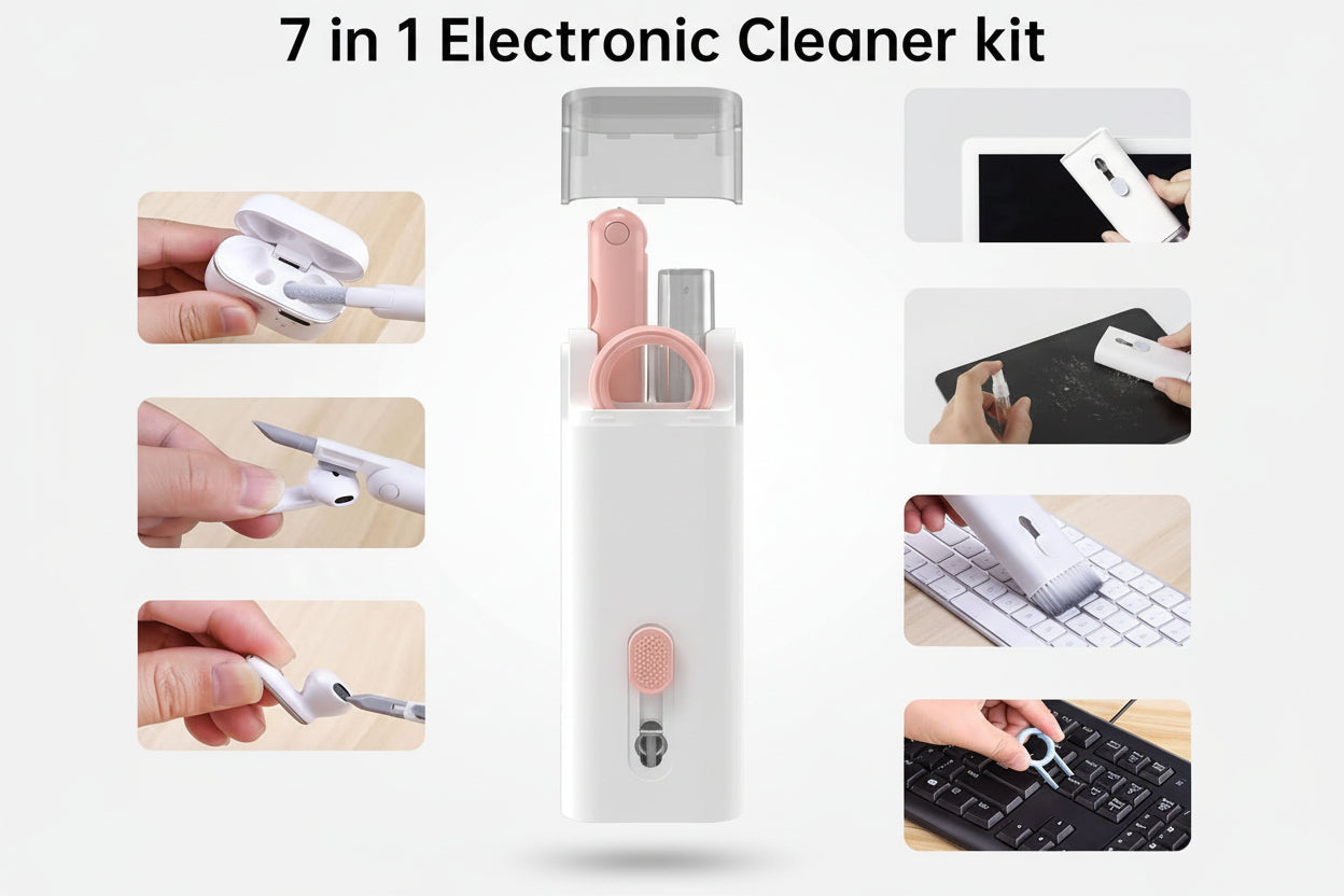 7 in 1 Electronic Cleaner Kit with Brush – Multi-purpose cleaning tools for gadgets, keyboards, laptops, and electronics.