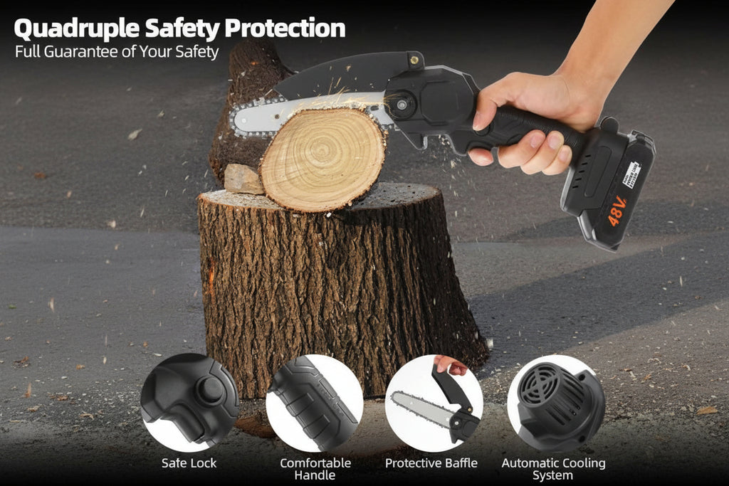 Cordless Battery Powered Electric Chainsaw for Tree Trimming, Wood Cutting | neomarketshop