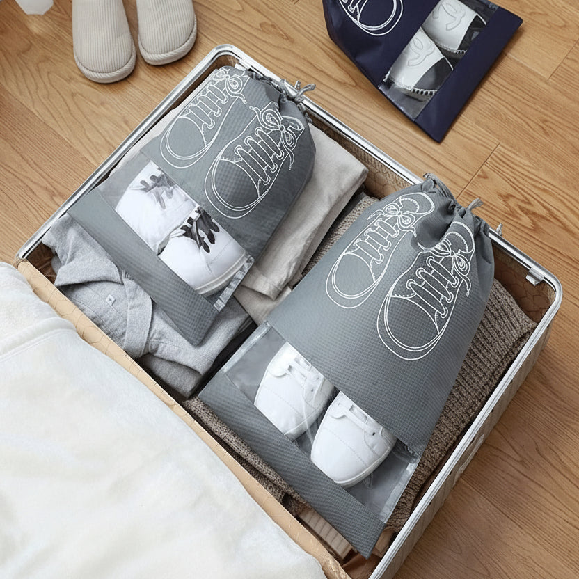 Shoe Bag with Transparent Window Portable Travel Dust-Proof Shoe Storage for keeping shoes organized and protected during travel