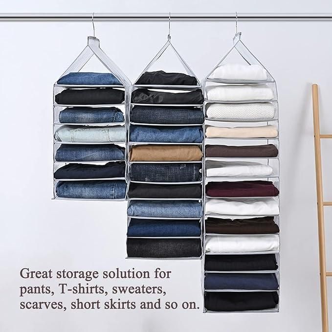 Hanging Closet Foldable Organizer with 6 Slots for clothes, accessories, and efficient space-saving storage