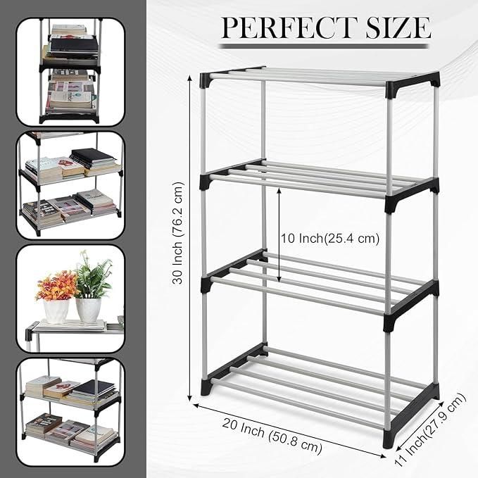 4 Layers Plastic Shoes & Books Rack – Foldable Storage Organizer | neomarketshop