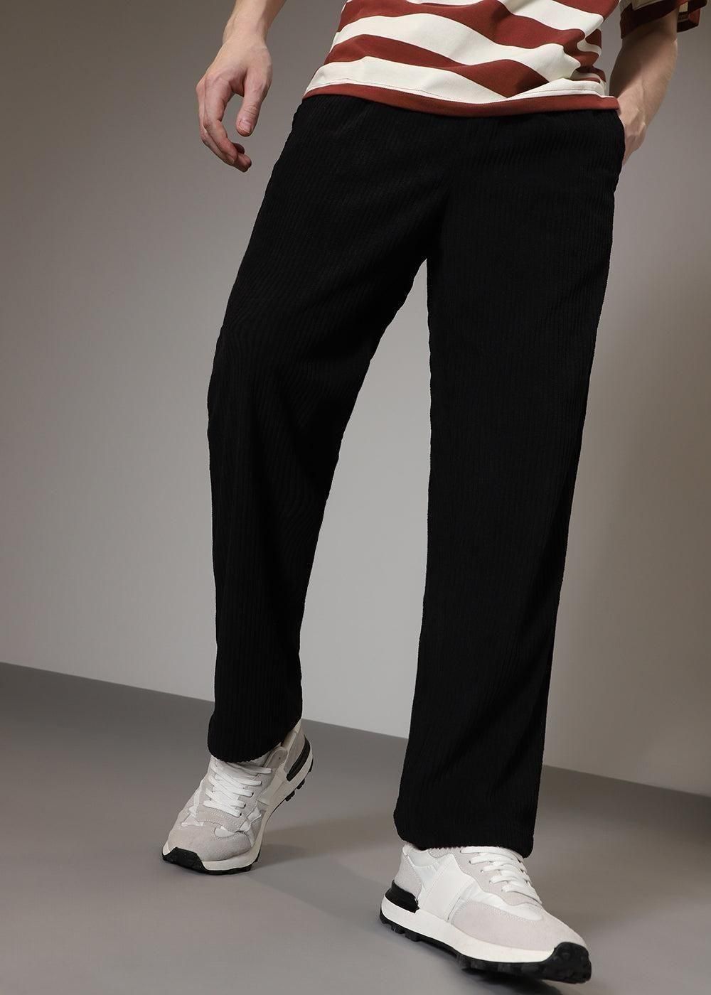 Men’s Caudray Fabric Stylish Casual Pants – Black pants with comfortable fit, durable fabric, and trendy everyday wear.