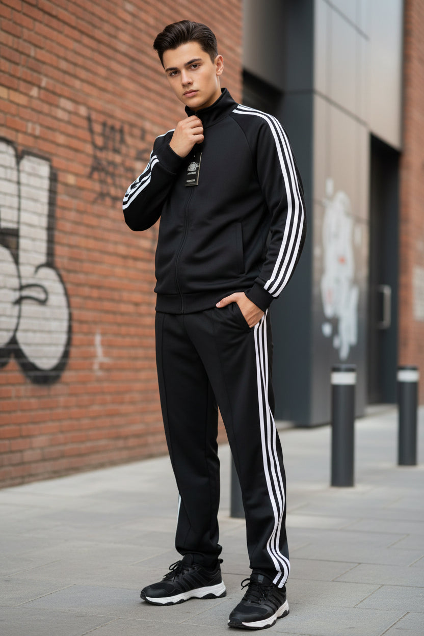 Men’s Side Stripe 4-Way Lycra Track Suit – Regular Fit Sportswear | neomarketshop