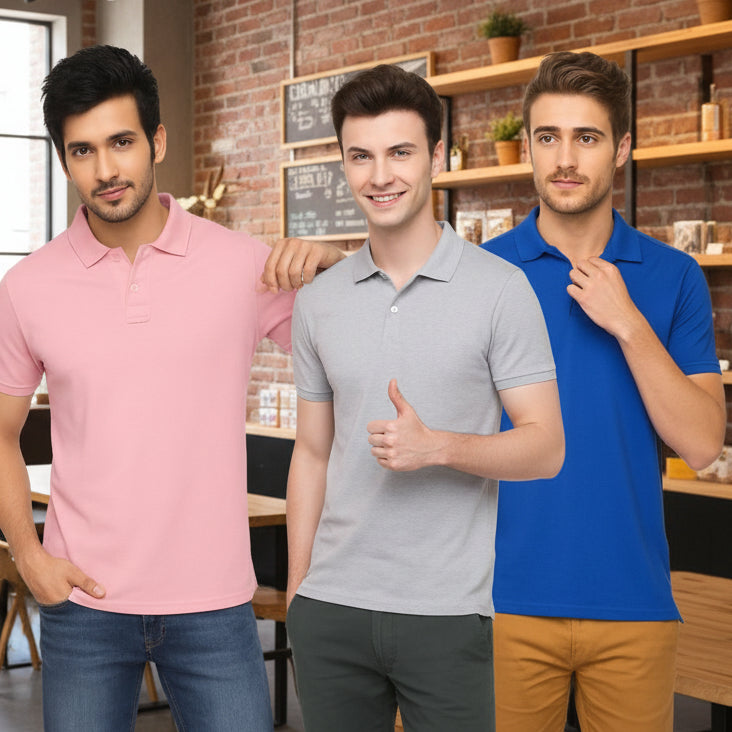 Men’s Poly Matte Solid Polo T-Shirts – Pack of 5 | Regular Fit | neomarketshop