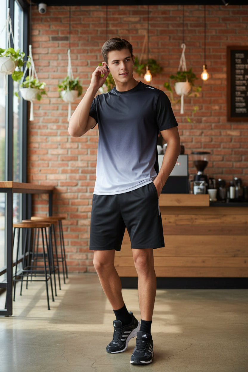 Men’s Jersey T-Shirt & Bottom Set – Slim fit sportswear combo with comfortable fabric, lightweight design, and casual style.