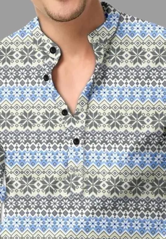 Men’s Printed Spread Collar Cotton Casual Shirt – Multicolor | neomarketshop