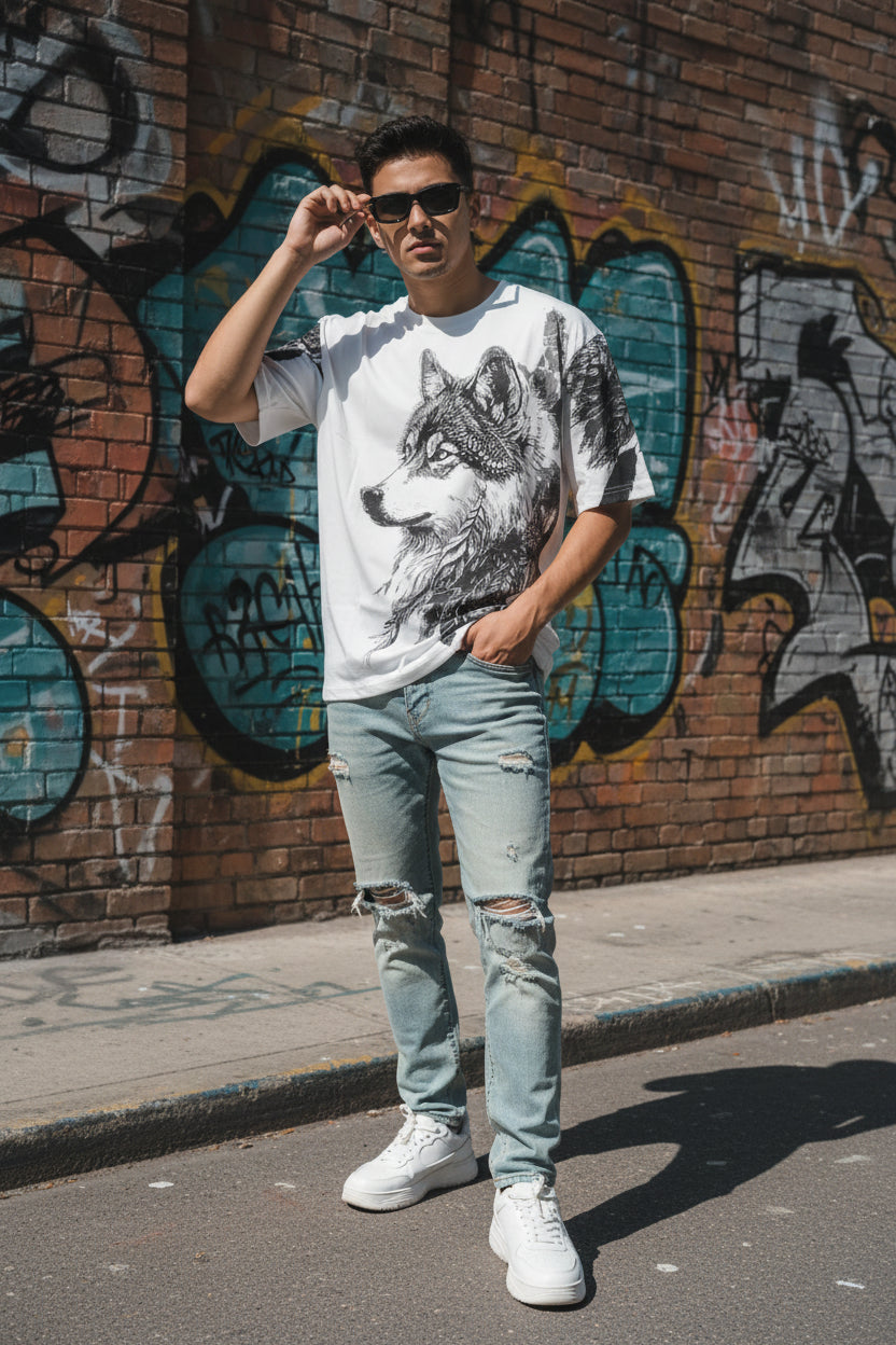 Men’s Waffle Knit Printed Crew-Neck T-Shirt – Regular Fit | neomarketshop