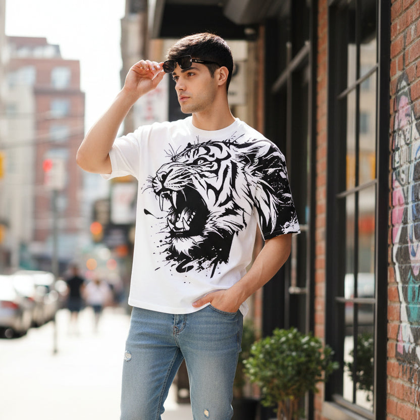 Men’s Waffle Knit Printed Crew Neck T-Shirt – Regular Fit | neomarketshop