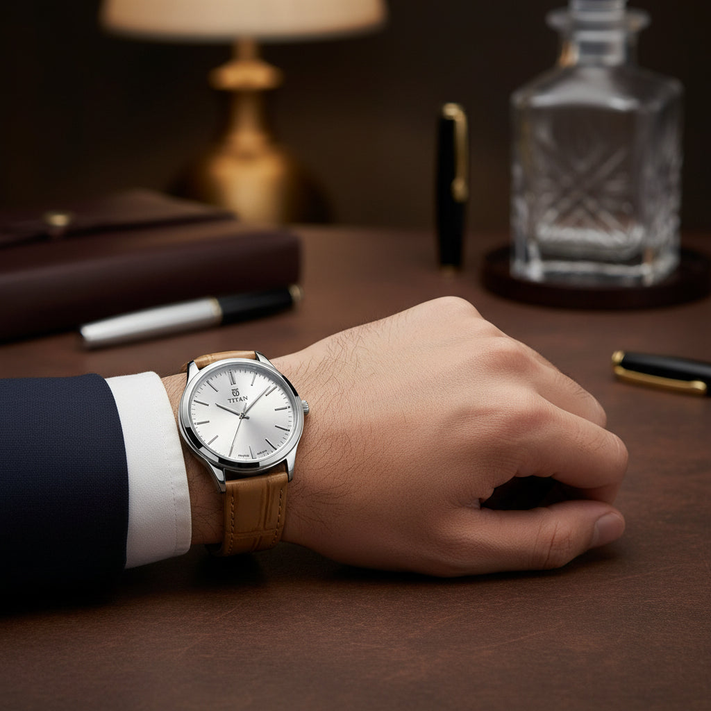 Stylish Analog Watch with Unique Design – Leather strap, elegant look, durable build, and comfortable everyday wear.