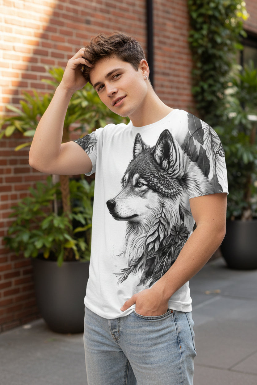 Men’s Waffle Knit Printed Crew-Neck T-Shirt – Regular Fit | neomarketshop