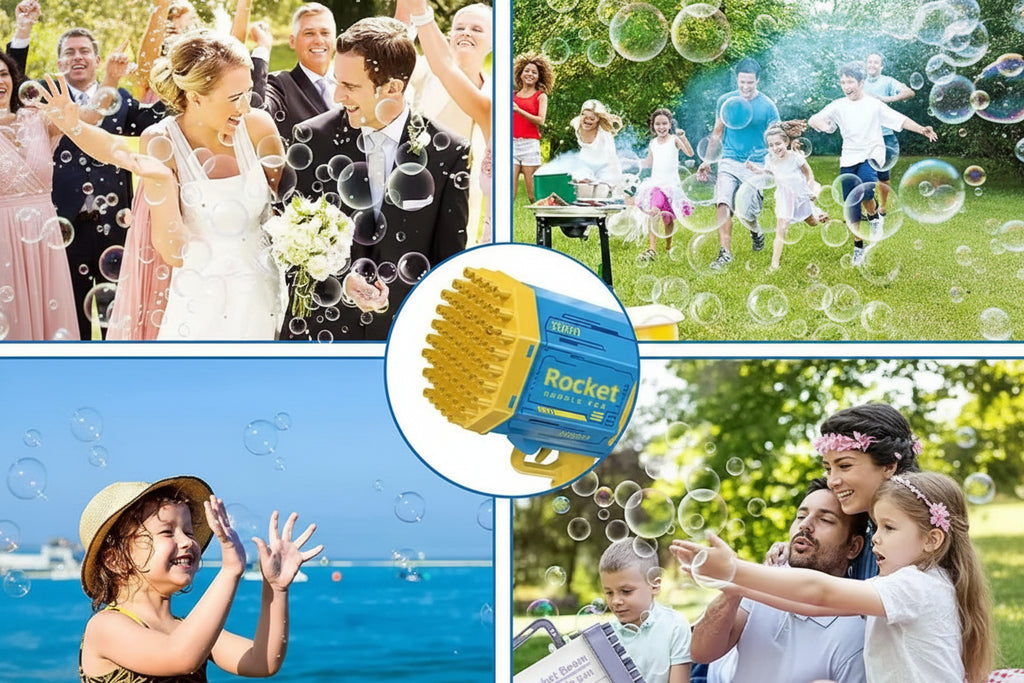 Bubble Gun Machine Kids Automatic Soap Bubble Blower with easy operation for fun outdoor and indoor play