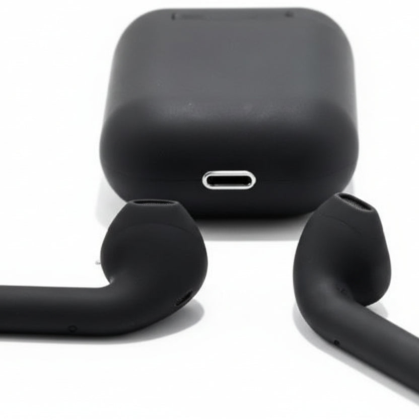 TWS i12 InPods 12 – True wireless earbuds in black with mic, clear sound, long battery, and comfortable fit.