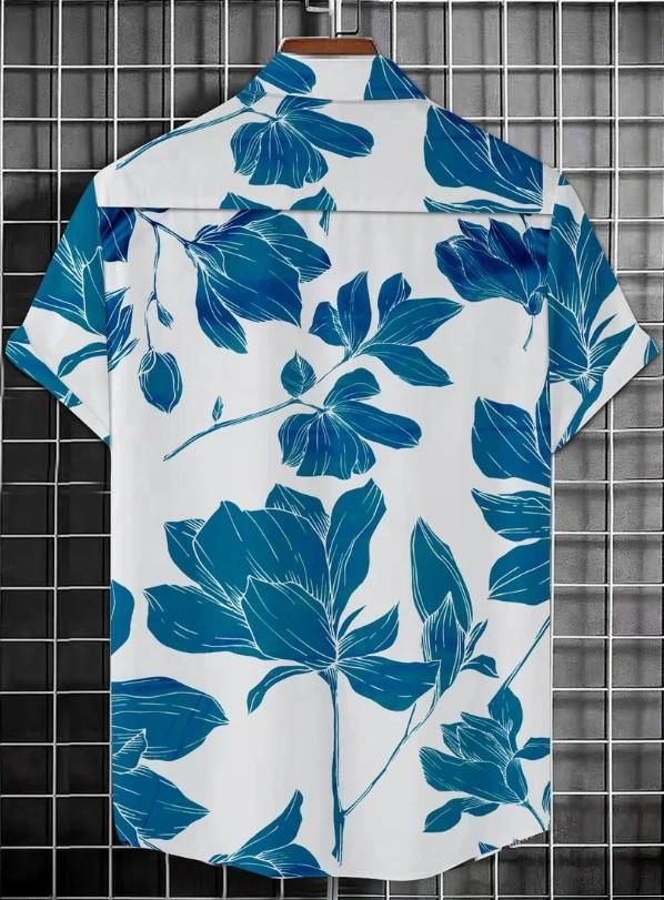 Men’s Printed Half Sleeves Cotton Casual Shirt White and Blue with soft breathable fabric and stylish print for comfortable daily and casual wear