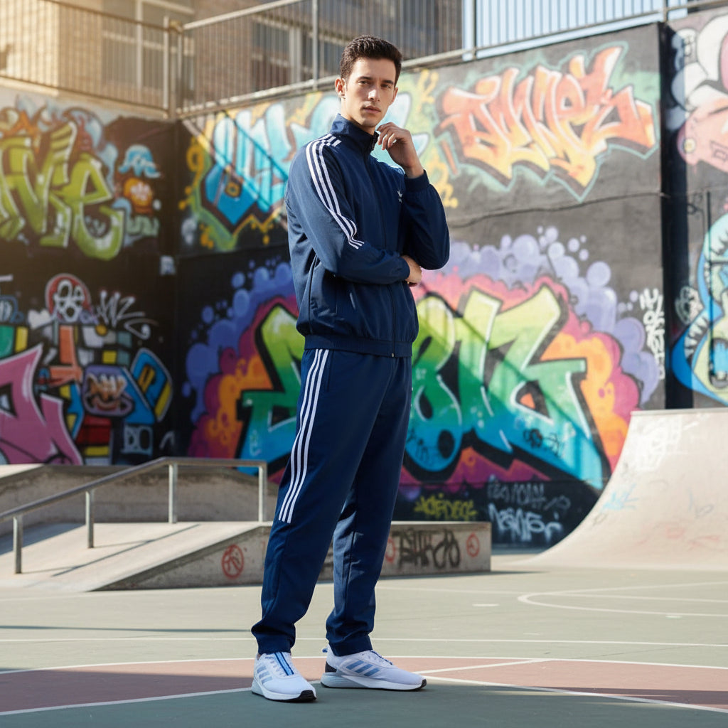 Men’s Side Stripe 4-Way Lycra Track Suit – Regular Fit Sportswear | neomarketshop