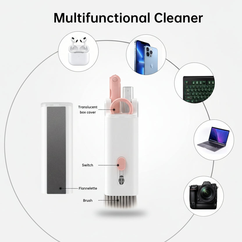 7 in 1 Electronic Cleaner Kit with Brush – Multi-purpose cleaning tools for gadgets, keyboards, laptops, and electronics.
