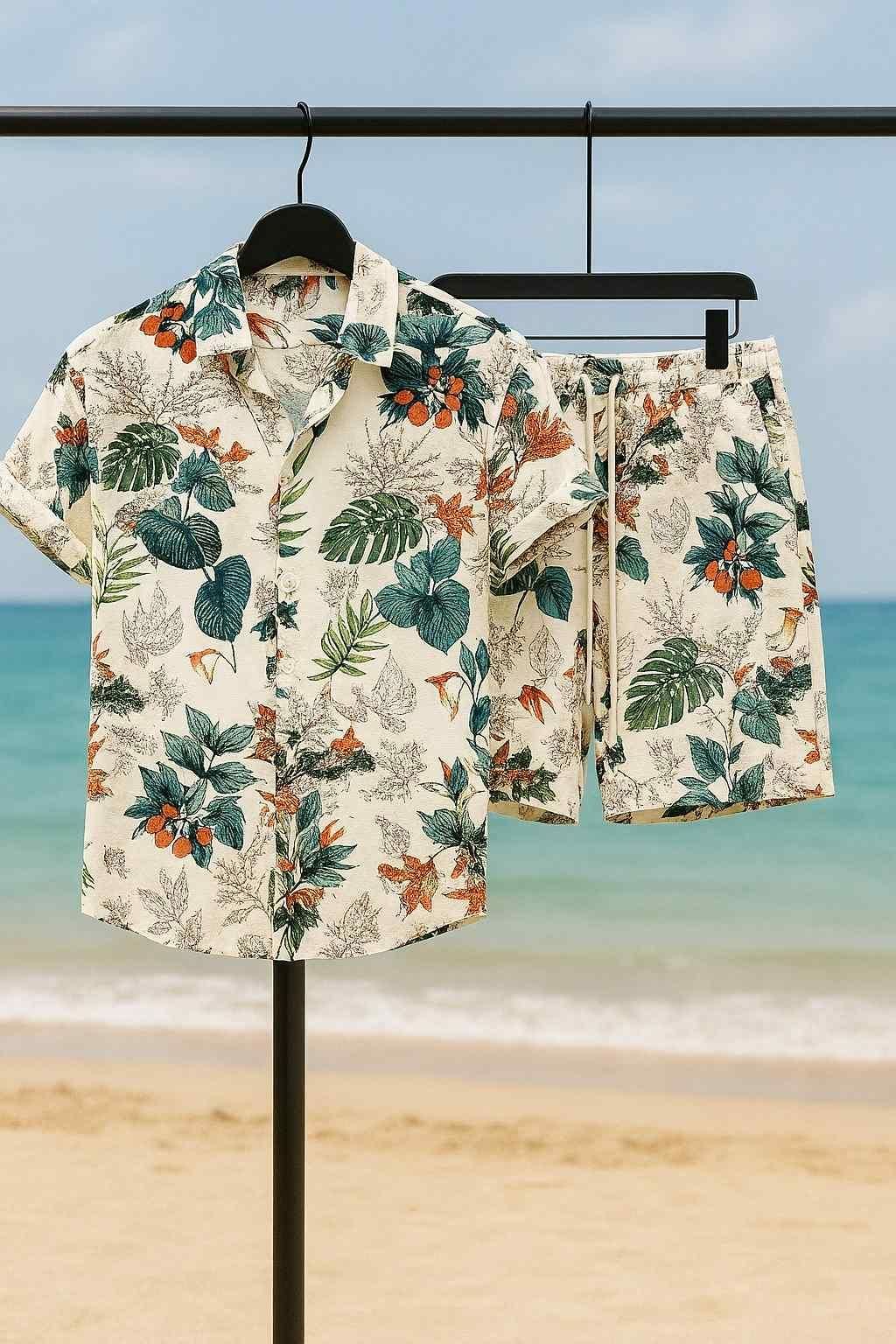 Men’s Casual Vacation Printed Shirt & Shorts Co-ord Set (2 Pcs Set) | neomarketshop