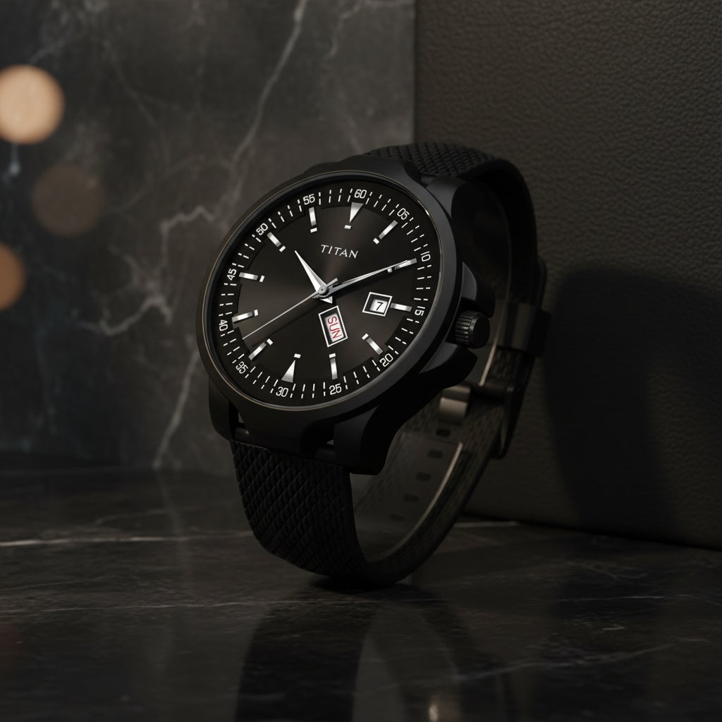 Latest Titan PU Leather Analog Watch Classic Men’s Timepiece with durable leather strap and precise movement for daily and formal wear