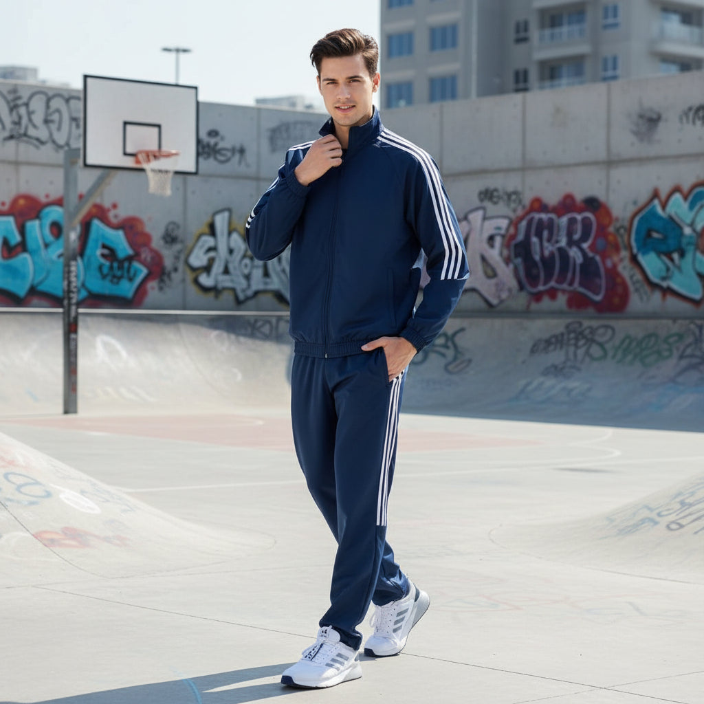 Men’s Side Stripe 4-Way Lycra Track Suit – Regular Fit Sportswear | neomarketshop