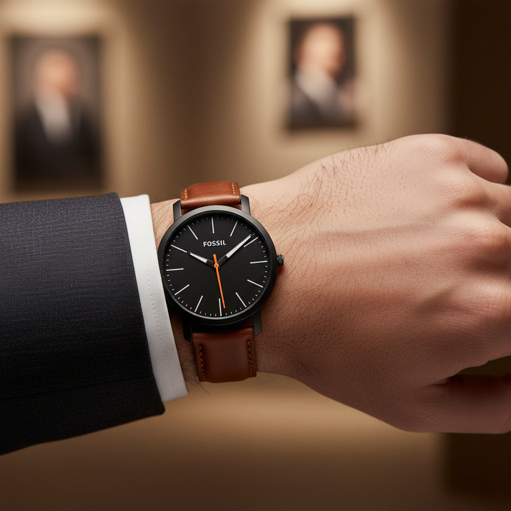 Fossil City Model K2G226G6 – Unisex brown leather analog watch with stylish design, durable build, and comfortable everyday wear.