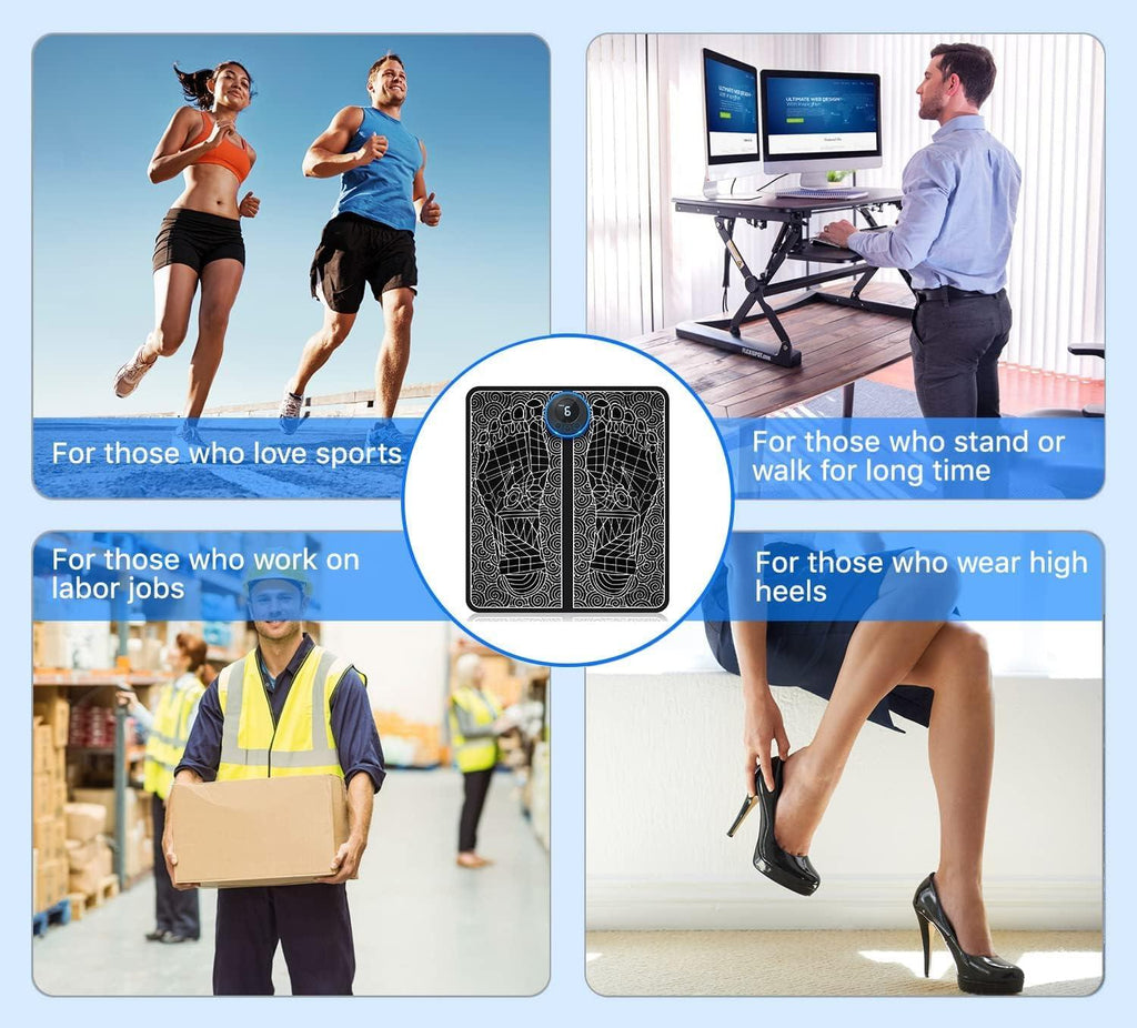 Wireless Electric EMS Foot Massage Pain Reliever Machine for relaxing tired feet and improving blood circulation at home