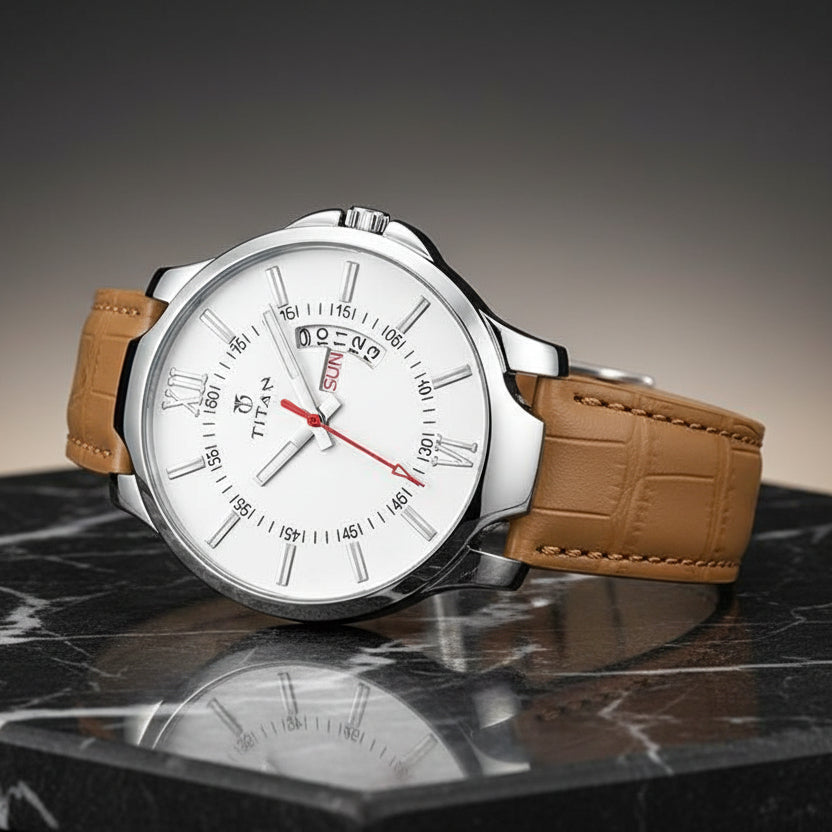 Stylish Analog Watch with Unique Design – Leather strap, elegant look, durable build, and comfortable everyday wear.