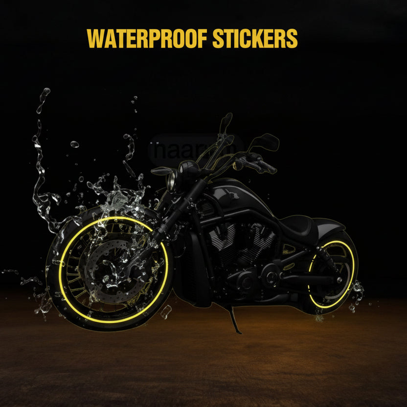 Car Bike Tyre & Body Reflective Stickers (18 stripes of Yellow Colour) | neomarketshop
