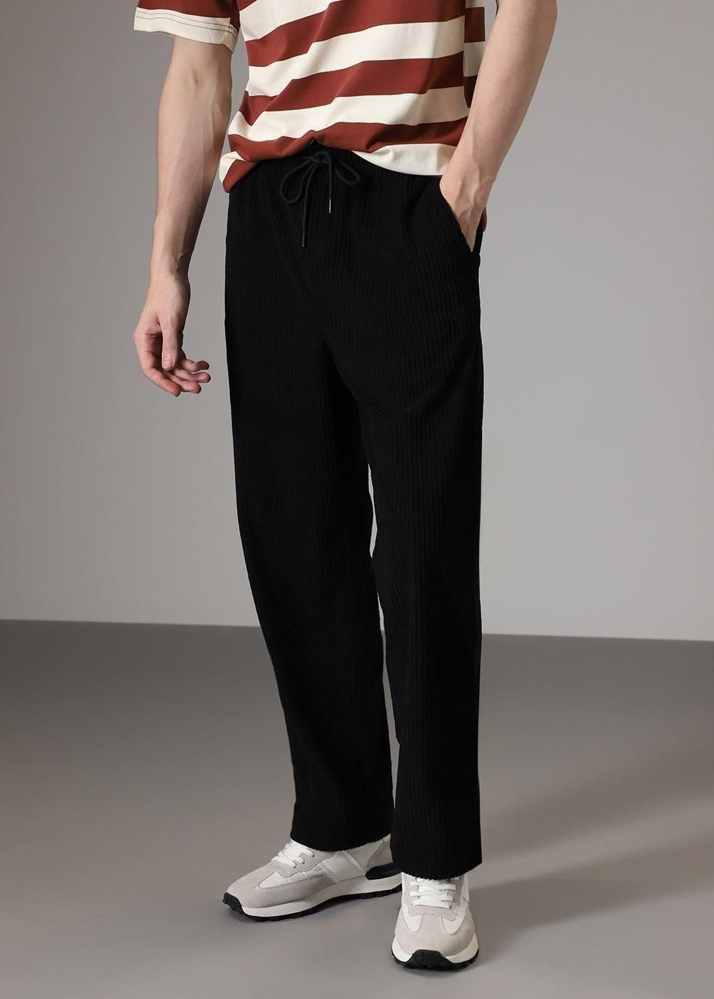 Men’s Caudray Fabric Stylish Casual Pants – Black pants with comfortable fit, durable fabric, and trendy everyday wear.
