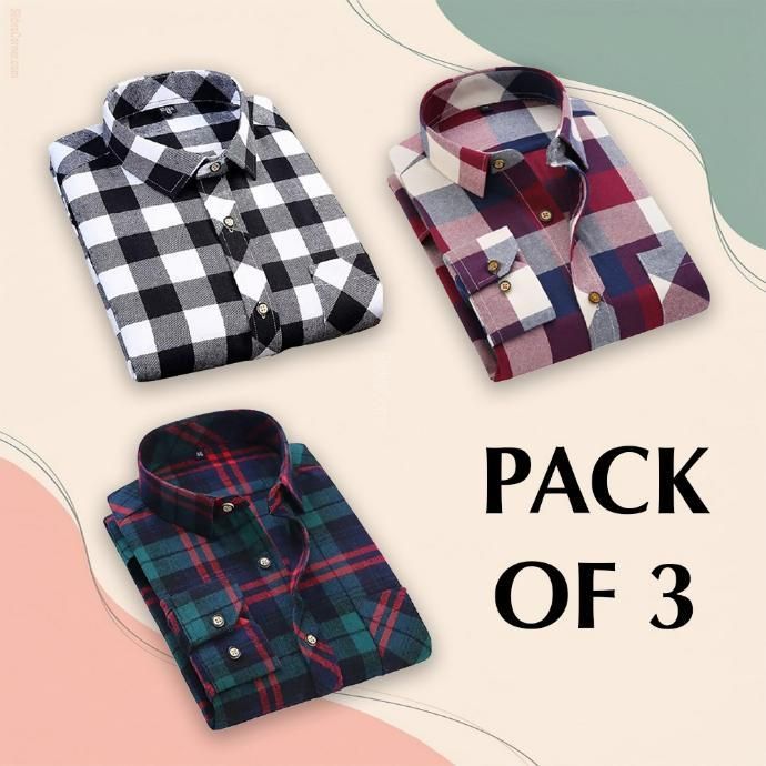 Men’s Checkered Casual Shirts – Pack of 3 | Regular Fit Cotton Blend | neomarketshop