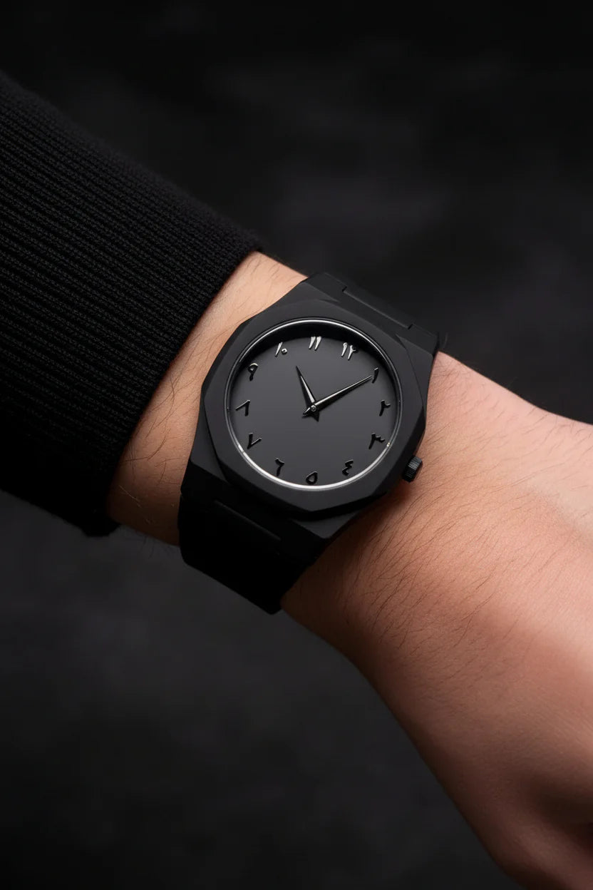 Matte Black Analog Wristwatch Eastern Arabic Dial | neomarketshop