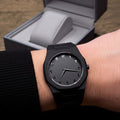 Matte Black Analog Wristwatch Eastern Arabic Dial