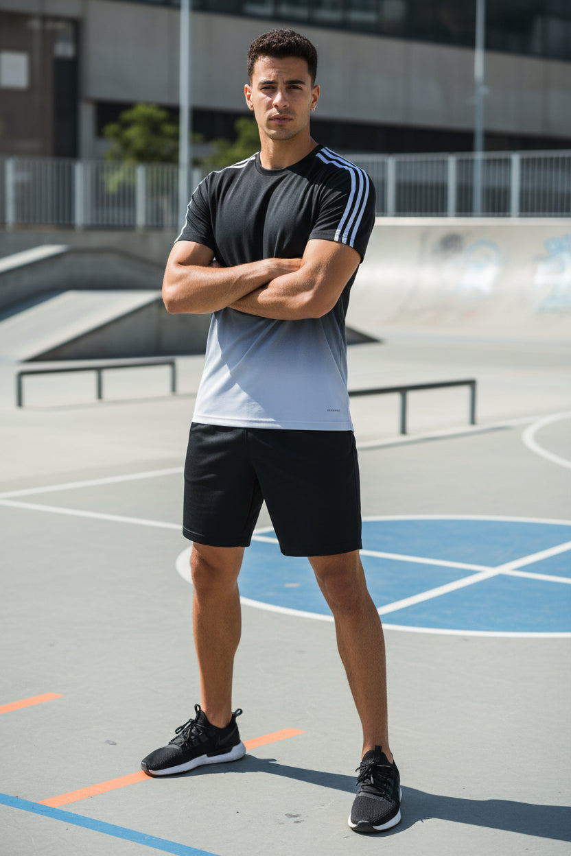 Men’s Jersey T-Shirt & Bottom Set – Slim fit sportswear combo with comfortable fabric, lightweight design, and casual style.