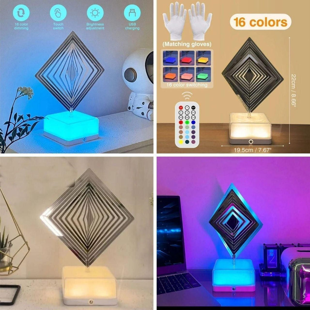 3D 360 Rotating Square Night Light | neomarketshop