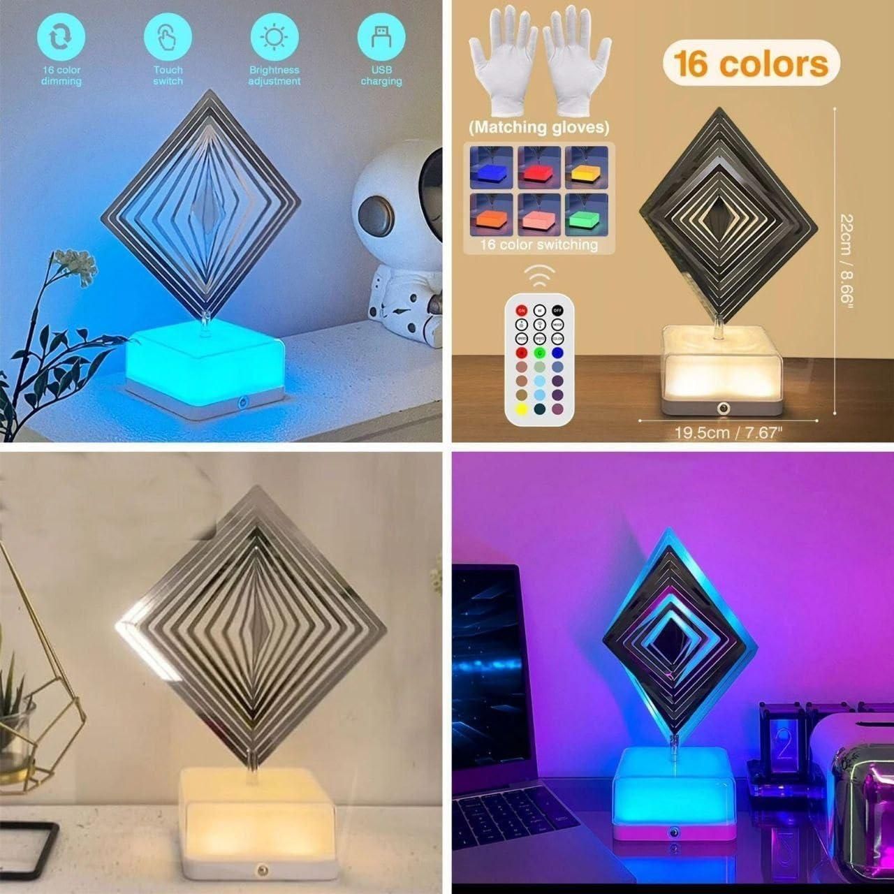 3D 360 Rotating Square Night Light | neomarketshop