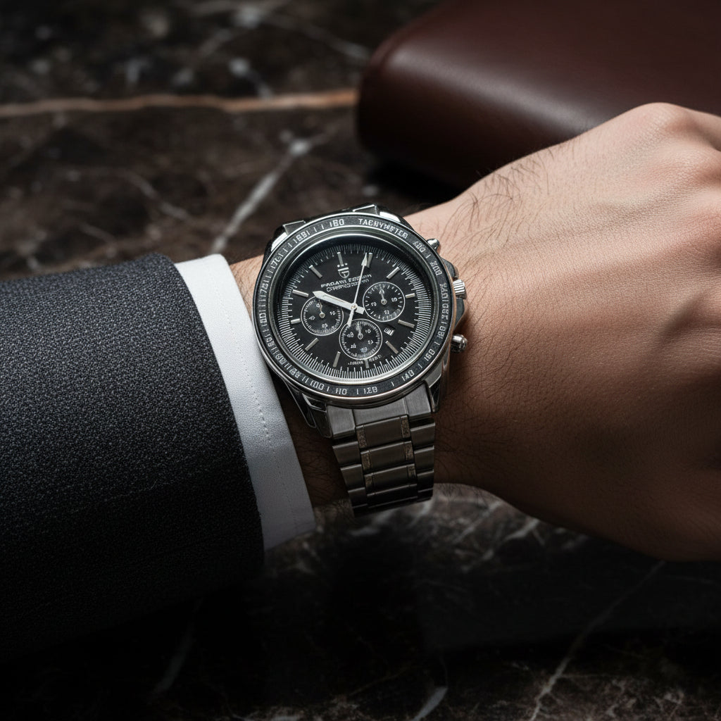 Men Silver Stainless Steel Strap Watch – Premium classic timepiece with elegant design, durable build, and precise movement.