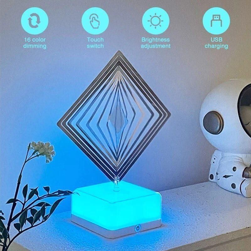 3D 360 Rotating Square Night Light | neomarketshop