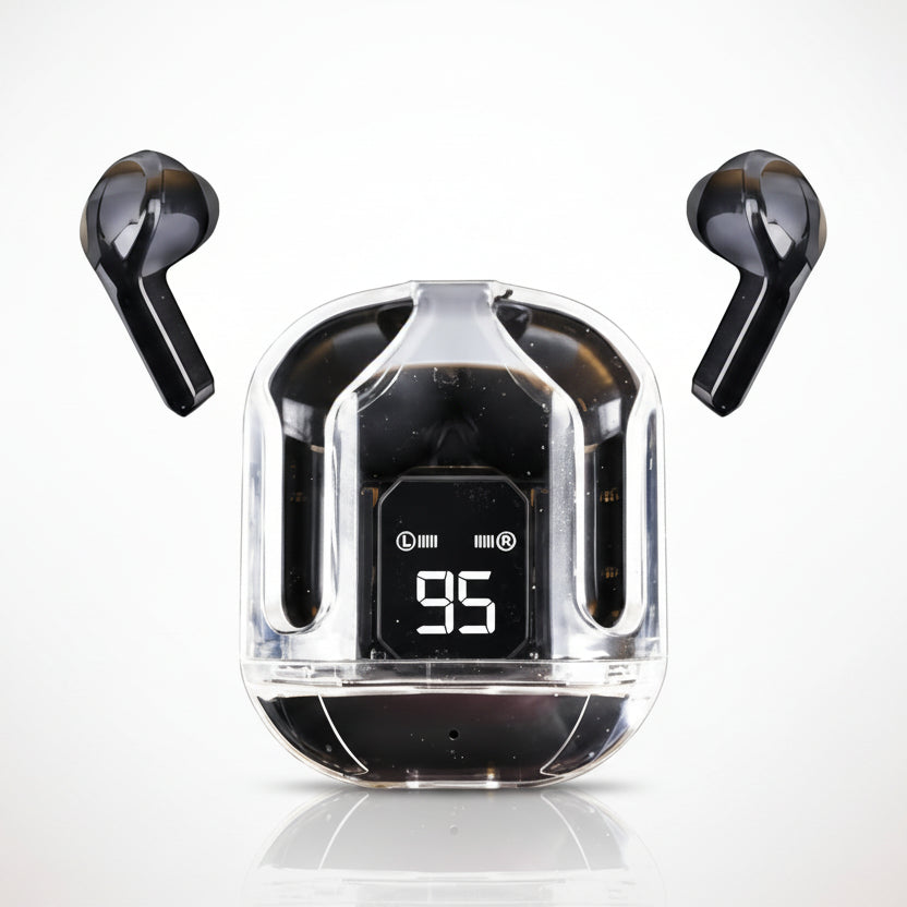 Crystal Wireless Earbuds – Premium Bluetooth stereo earphones with clear sound, long battery life, and comfy fit.