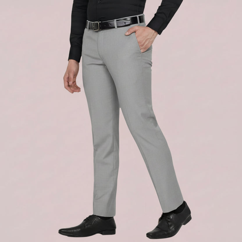 Solid Mid-Rise Stretchable Men's Formal Trousers with comfortable fit and premium fabric for office and formal wear