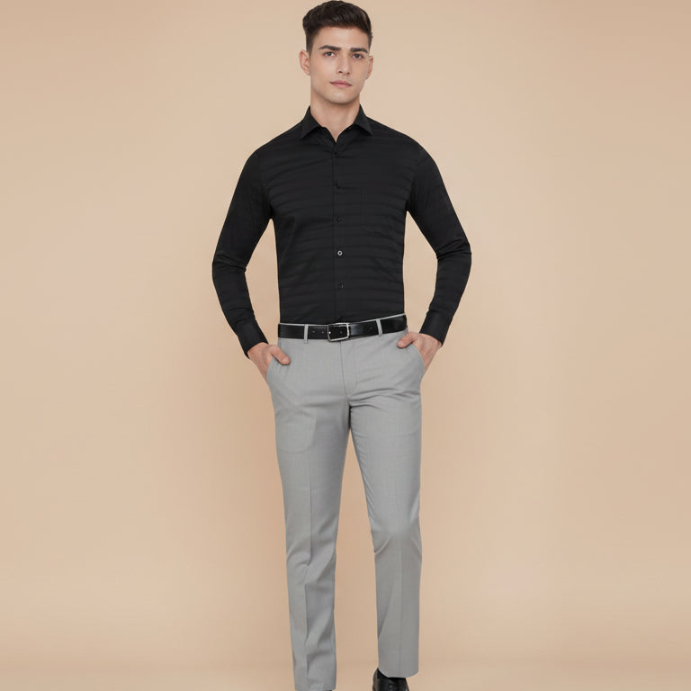 Solid Mid-Rise Stretchable Men's Formal Trousers with comfortable fit and premium fabric for office and formal wear
