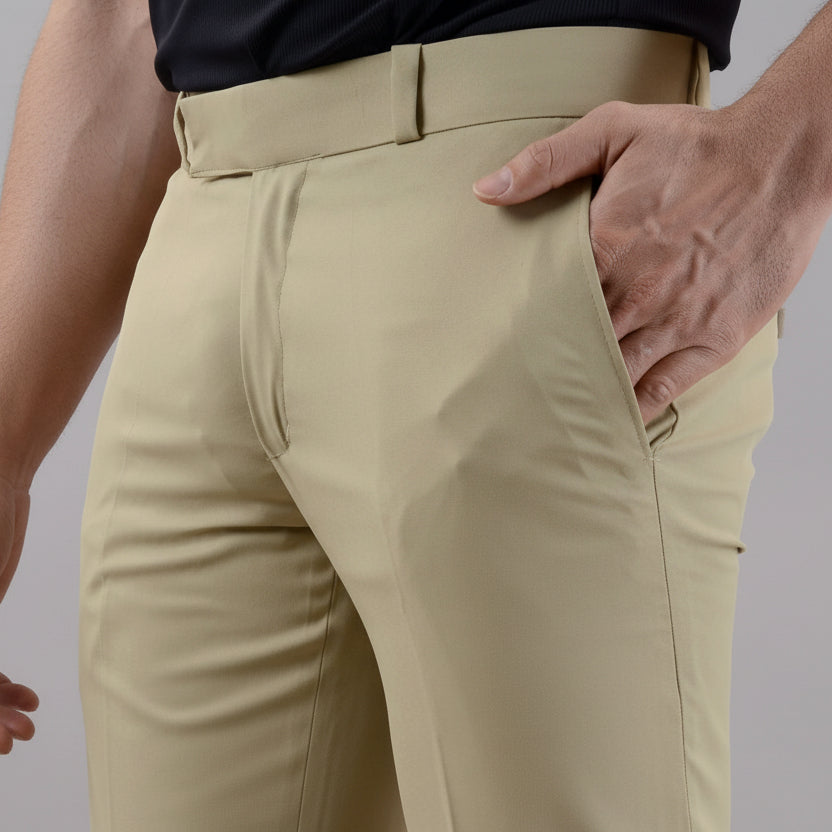 Khaki Stretchable Men's Formal Trousers – Comfortable, durable, and stylish trousers for office, meetings, and daily wear.