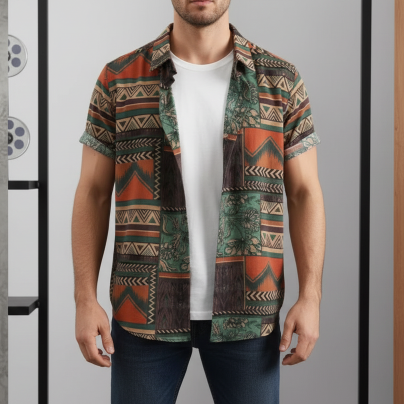 Men Regular Fit Printed Collar Casual Shirt with stylish print and soft breathable fabric for comfortable daily and smart casual wear